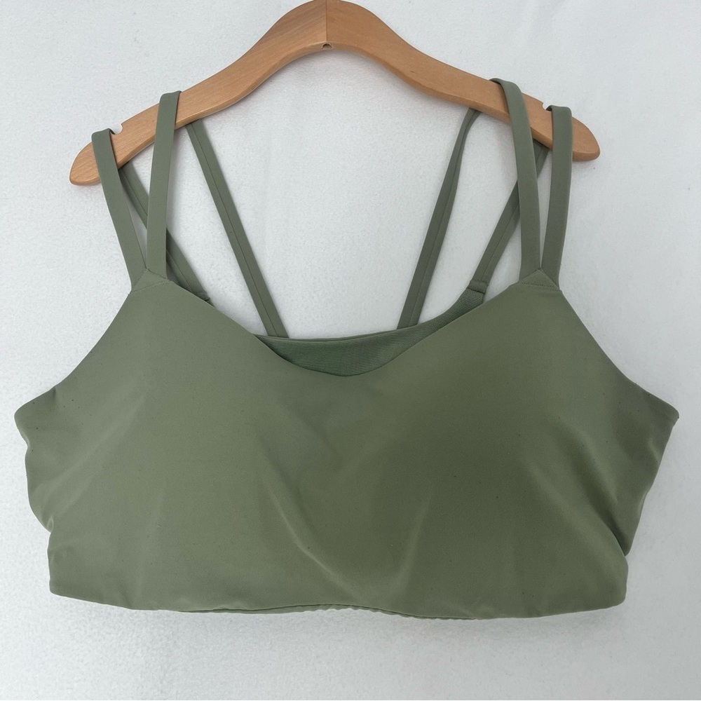 Nike Sports Bra Dri-Fit Strappy Back Nike Swoosh Green Activewear Yoga Sz 2X